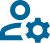 Blue human with a cog infront icon