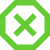 Green X in a hexagon
